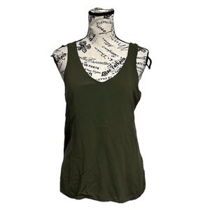 KLD Signature Green Keyhole Back Blouse Normcore Granola Hippie Boho Army L